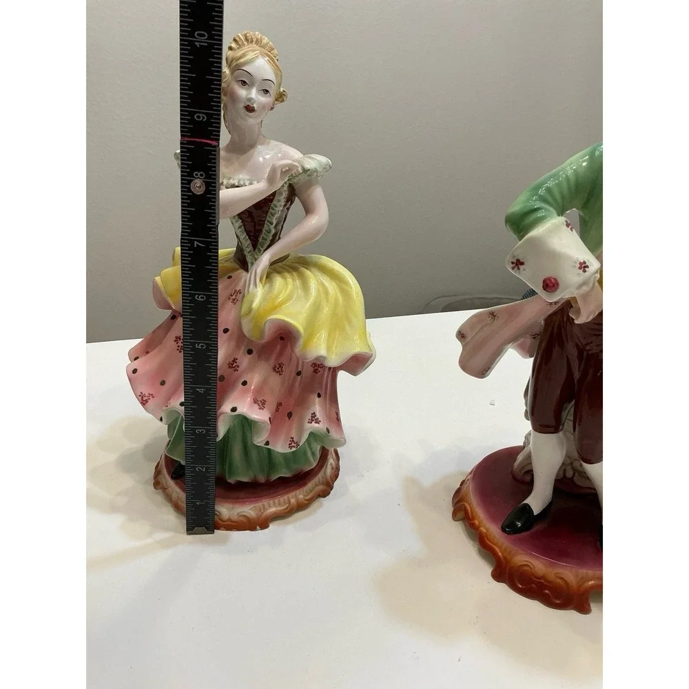 Vintage Italian Porcelain Figurines Pair Made in Italy Capodimonte Style Set 2 - Picture 7 of 13